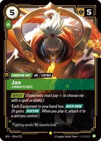 Spiritforged : Jax - Unmatched (Alternate Art) - 054a/221 - Foil - Showcase - Champion Unit