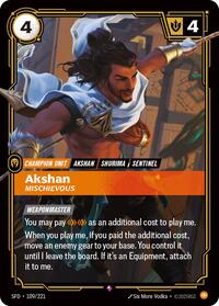Spiritforged : Akshan - Mischievous - 109/221 - Foil - Rare - Champion Unit