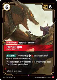 Vendetta : Renekton - Rage Fueled - 019/166 - Foil - Rare - Unit