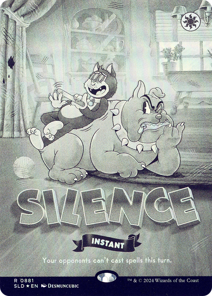 Silence (SLD-881) (Black & White Foil) (Borderless) [Secret Lair Drop] Foil
