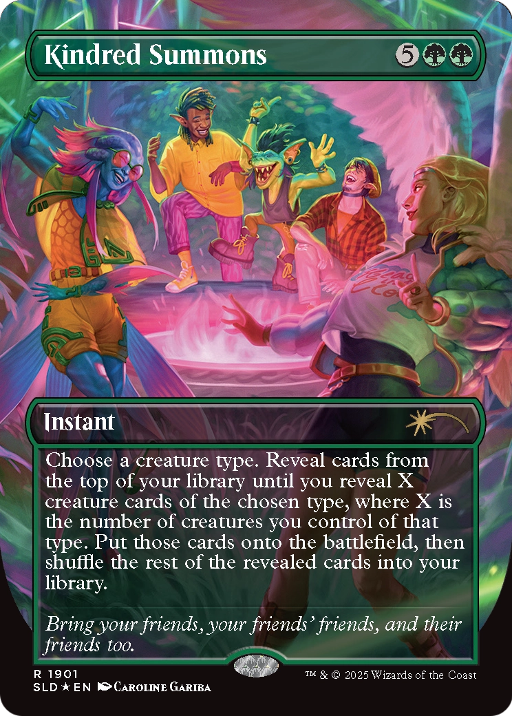 Kindred Summons (Double Rainbow Foil) (SLD-1901) (Borderless) [Secret Lair Drop] Foil