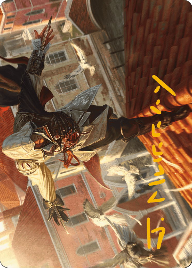Ezio, Blade of Vengeance Art Card (Gold-Stamped Signature) (ASACR-019) (Borderless) [Assassin's Creed Art Series]