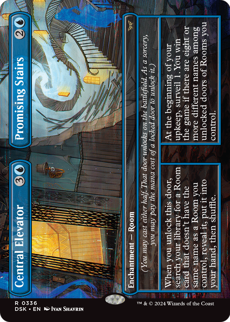 Central Elevator // Promising Stairs (Borderless) (DSK-336) [Duskmourn: House of Horror] Foil