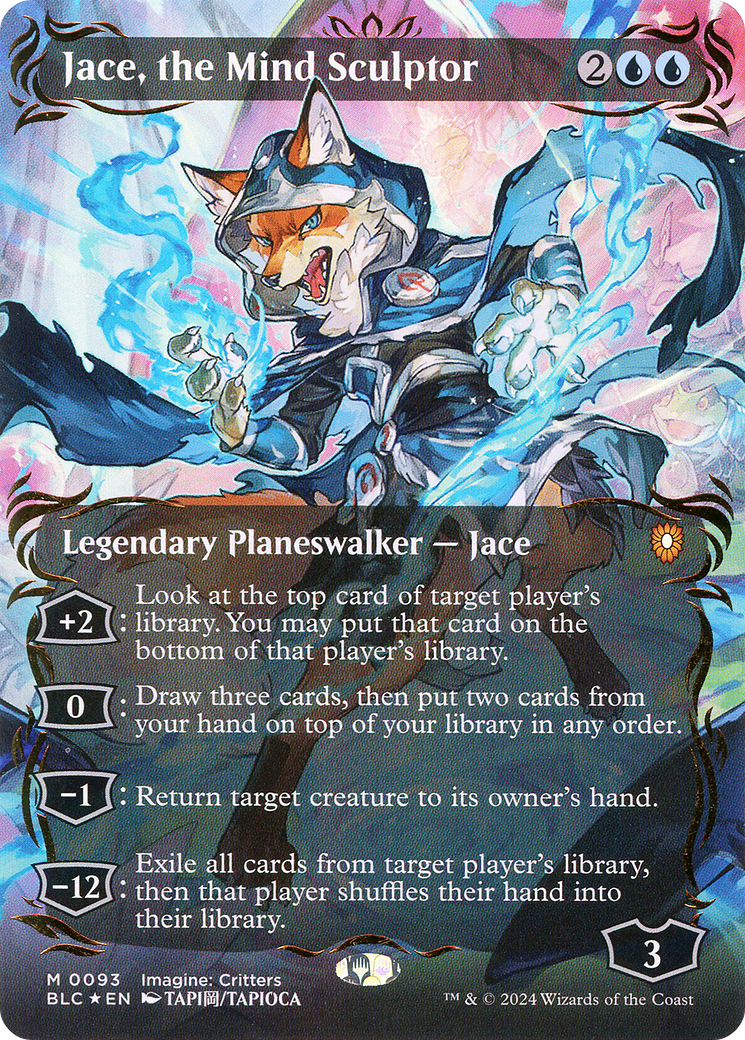 Jace, the Mind Sculptor (Borderless) (Raised Foil) (BLC-093) [Bloomburrow Commander] Foil