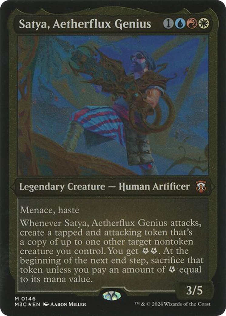 Satya, Aetherflux Genius (Display Commander) - Thick Stock (M3C-146) [Modern Horizons 3 Commander] Foil