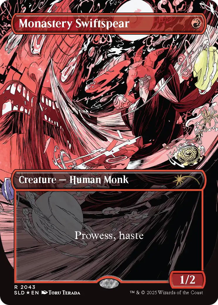Monastery Swiftspear (SLD-2043) (Raised Foil) (Borderless) [Secret Lair Drop] Foil