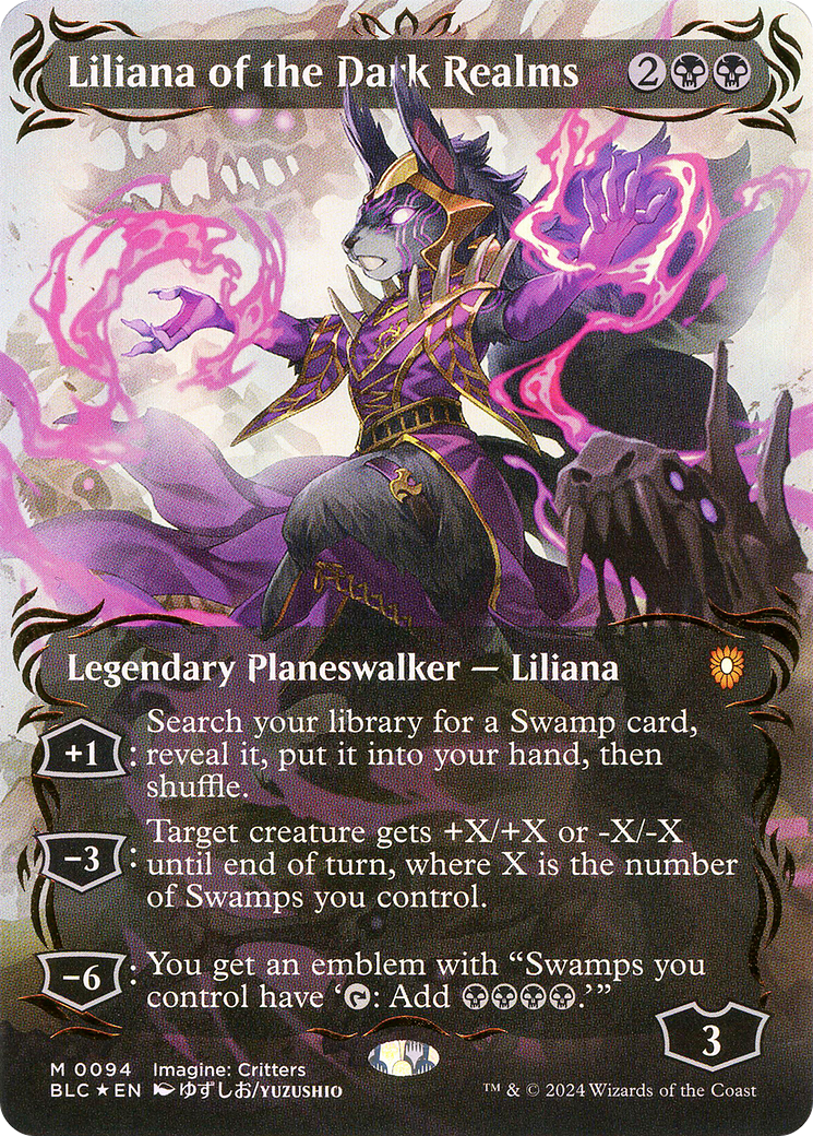 Liliana of the Dark Realms (Borderless) (Raised Foil) (BLC-094) [Bloomburrow Commander] Foil