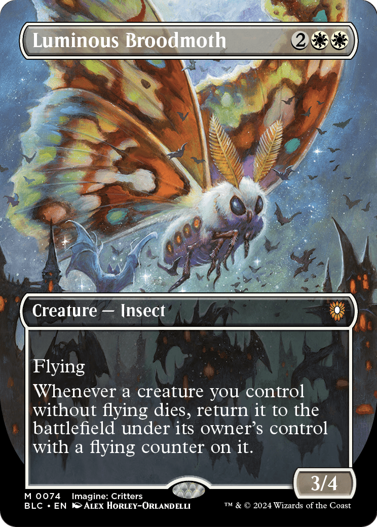 Luminous Broodmoth (Borderless) (BLC-074) [Bloomburrow Commander] Foil