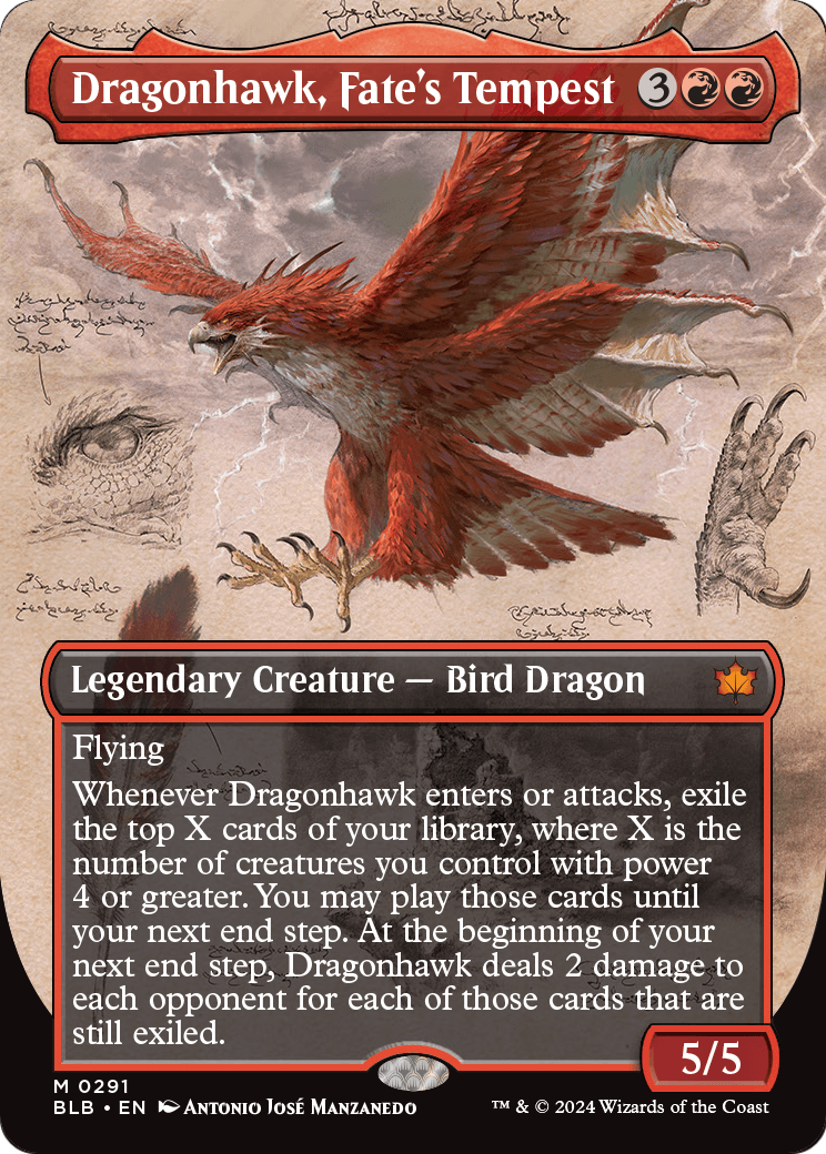 Dragonhawk, Fate's Tempest (Borderless) (BLB-291) [Bloomburrow] Foil
