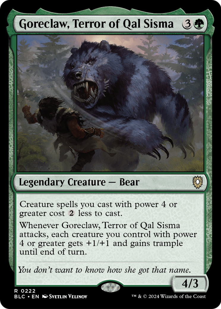 Goreclaw, Terror of Qal Sisma (BLC-222) [Bloomburrow Commander]