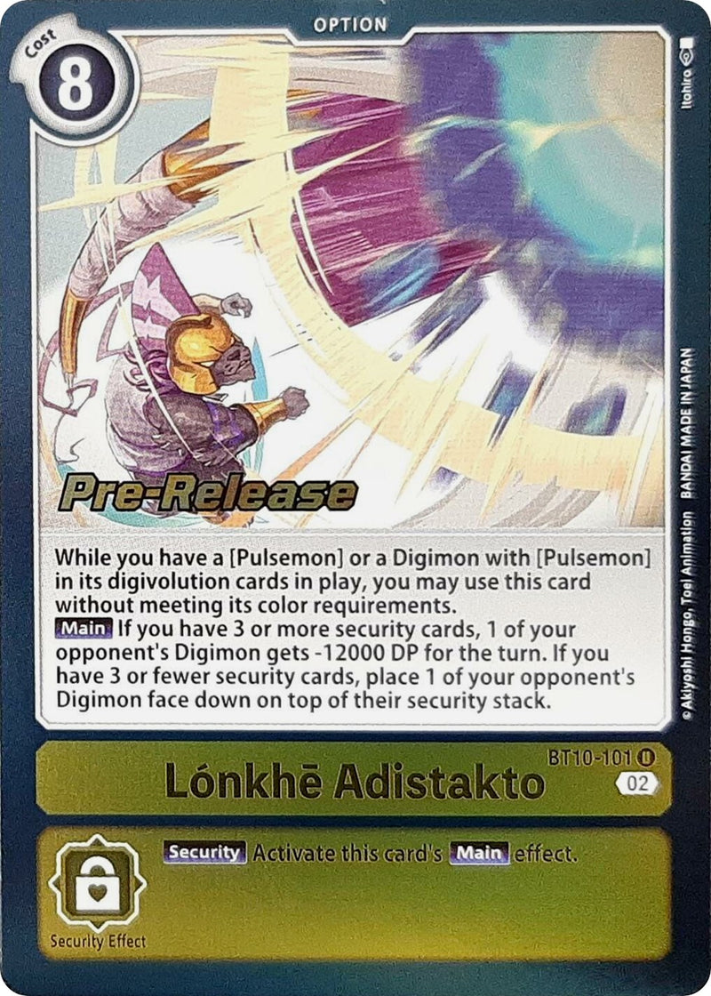 Lonkhe Adistakto [BT10-101] [Xros Encounter Pre-Release Cards]