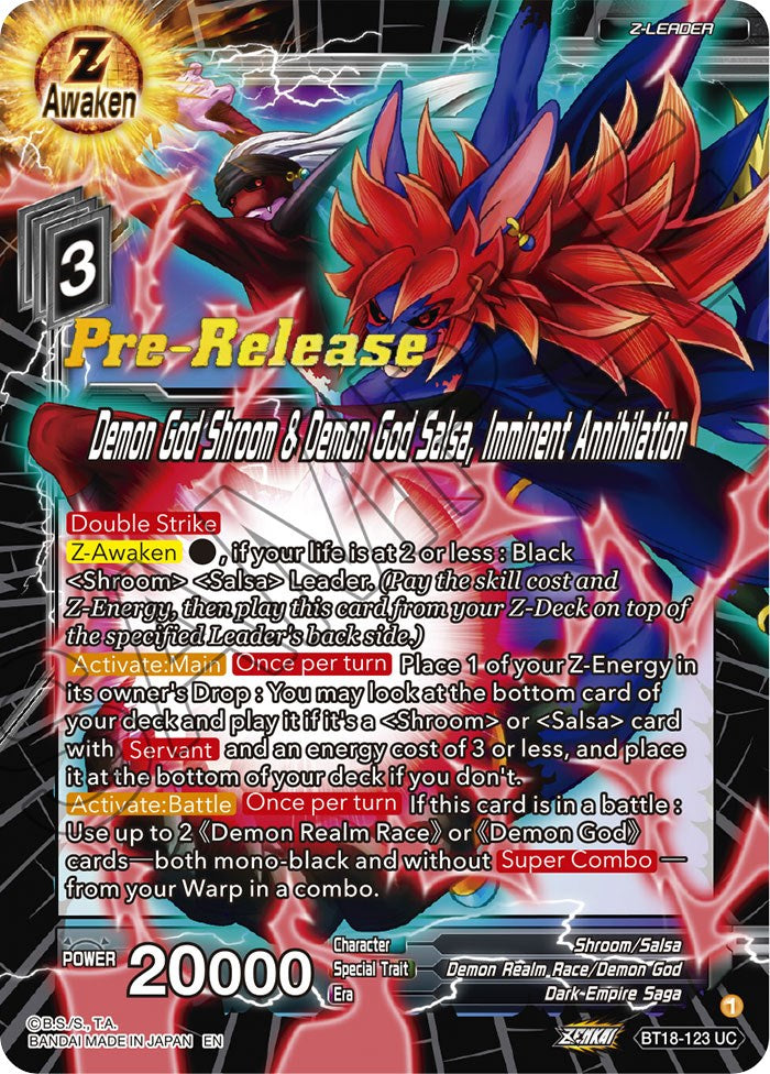 Demon God Shroom & Demon God Salsa, Imminent Annihilation (BT18-123) [Dawn of the Z-Legends Prerelease Promos]