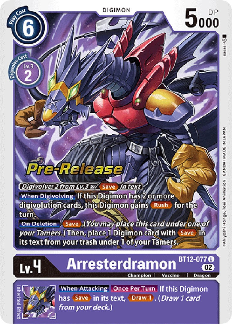 Arresterdramon [BT12-077] [Across Time Pre-Release Cards]