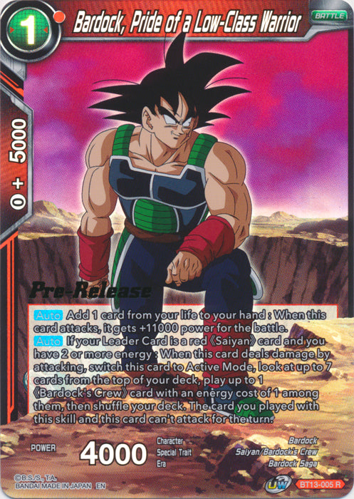 Bardock, Pride of a Low-Class Warrior (BT13-005) [Supreme Rivalry Prerelease Promos]