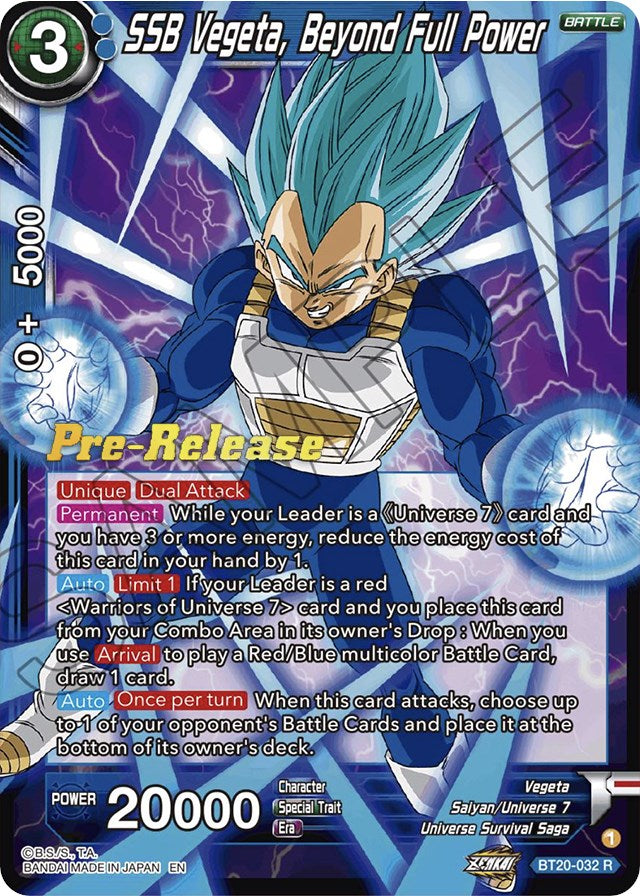 SSB Vegeta, Beyond Full Power (BT20-032) [Power Absorbed Prerelease Promos]