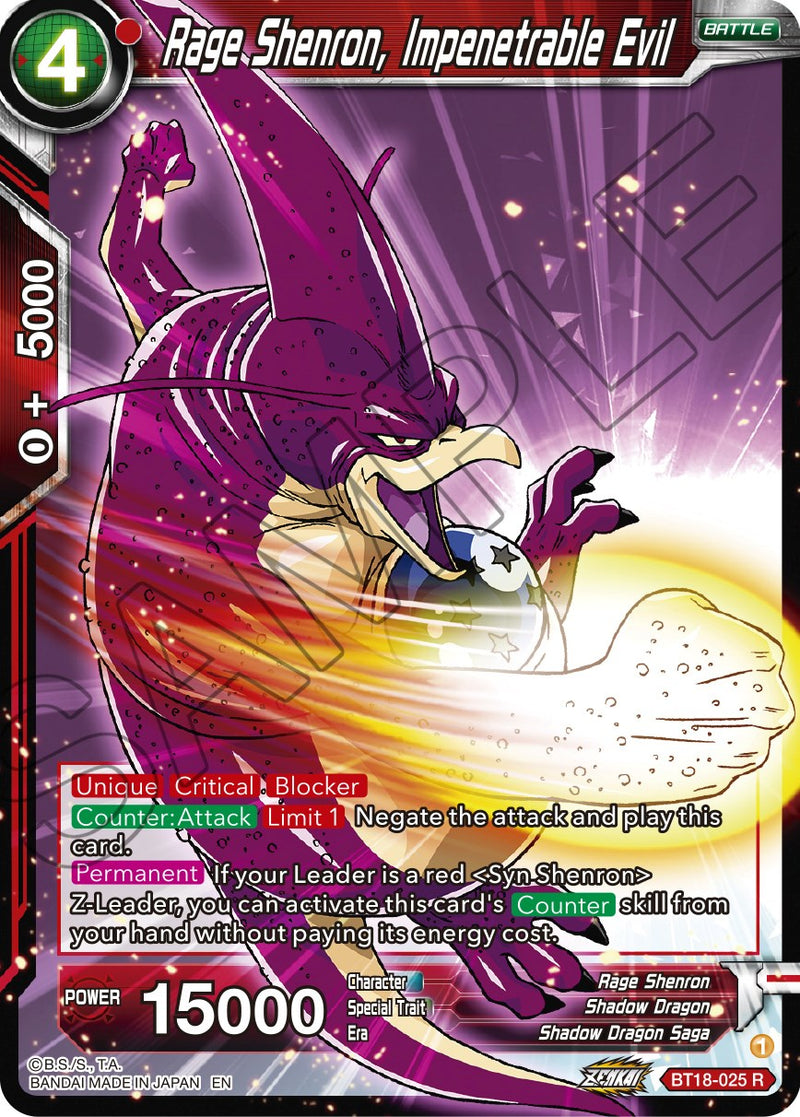 Rage Shenron, Impenetrable Evil (BT18-025) [Dawn of the Z-Legends]