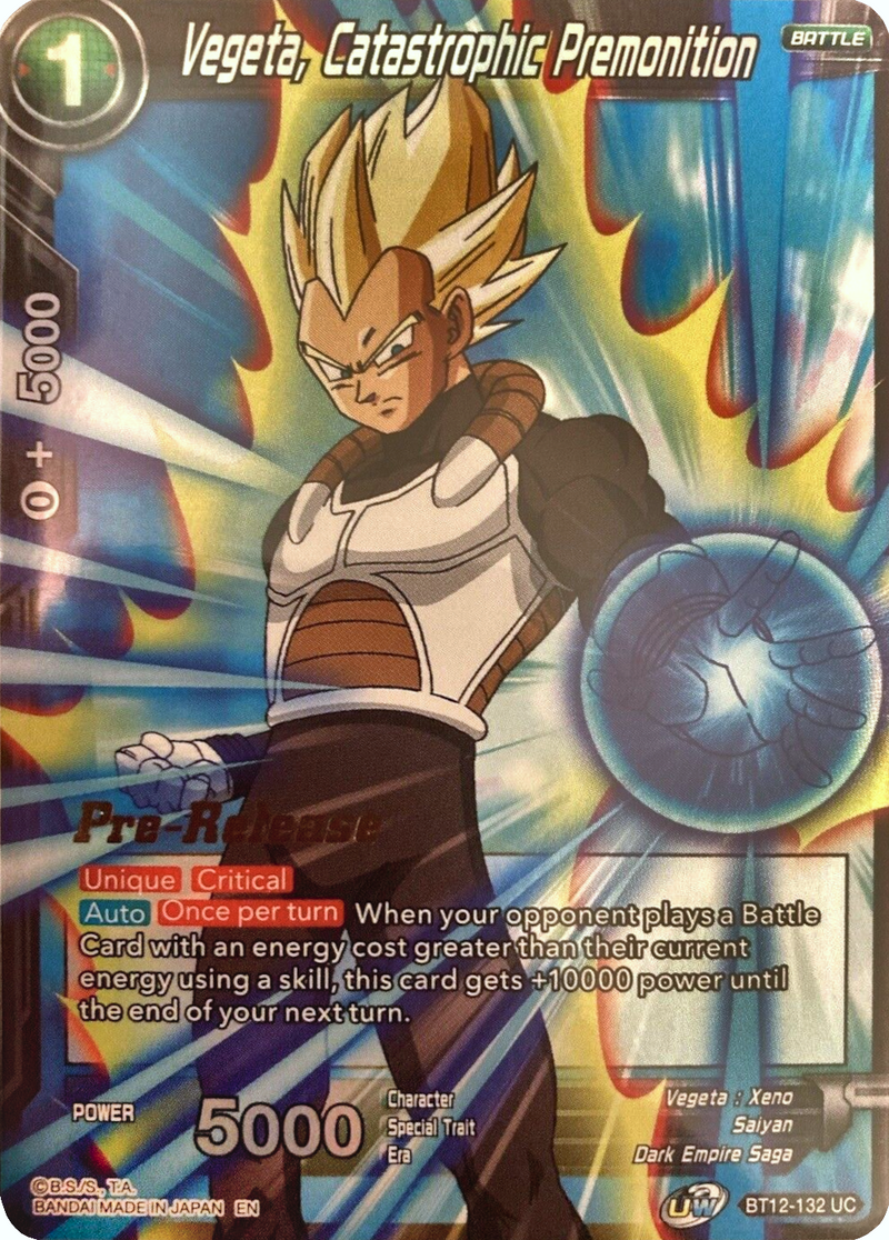 Vegeta, Catastrophic Premonition (BT12-132) [Vicious Rejuvenation Prerelease Promos]