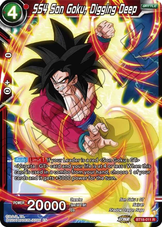 SS4 Son Goku, Digging Deep (BT18-011) [Dawn of the Z-Legends]