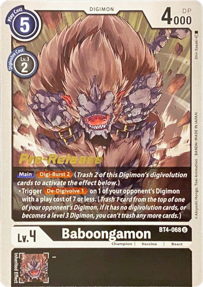 Baboongamon [BT4-068] [Great Legend Pre-Release Promos]